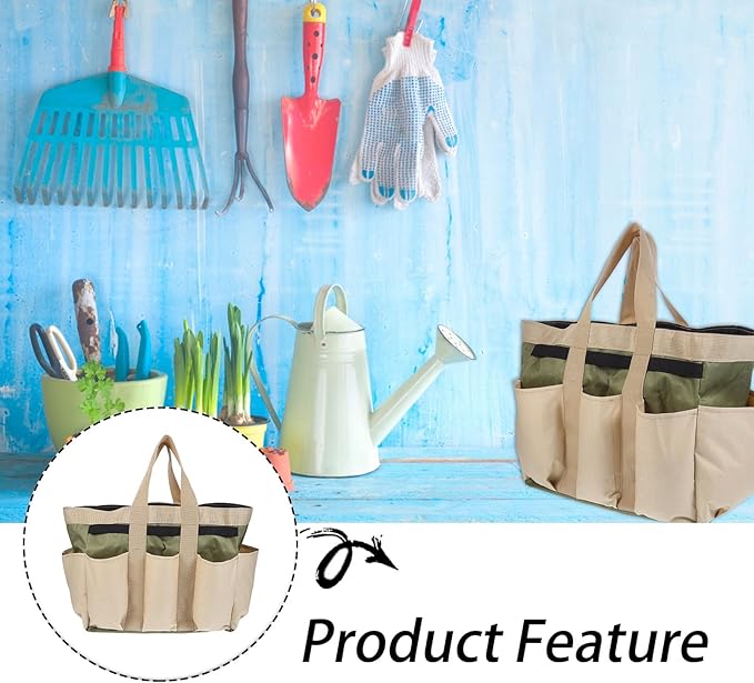 Alipis Garden Tool Container and Portable Oxford Cloth Garden Tote Bag with Multi-pocket Storage for Outdoor Gardening Tools Organizer