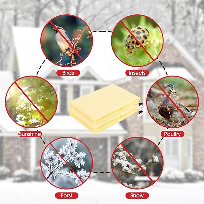 4 PCS Heavy Duty Plant Covers Freeze Protection, 2.82oz/yd² Winter Frost Blankets with Zipper & Drawstring, 39.3"x39.3" Reusable Shrub Covers for Outdoor Potted Plants, Bushes, Rose