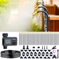 360° Adjustable Drip Irrigation System - 100FT Garden Watering Atomizing System with 32 Nozzles & Water Timer, Greenhouse Accessories for Yard, Lawn, Plants, Garden, 5/16 inches Tubing