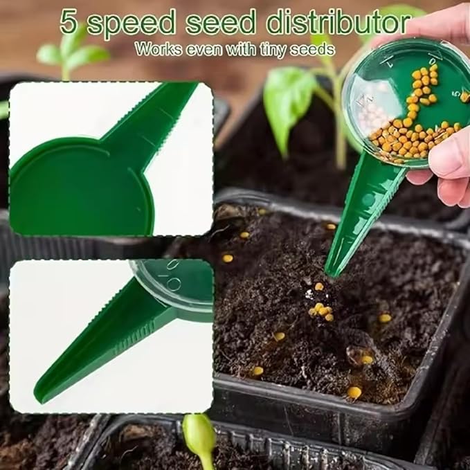 12-Hole Digger Seed Spreader,7 Piece Sowing Seeds Dispenser Set,Mini Seed Dispenser for Small Seeds, Handheld Seed Planter Tool Seed Dibber Multifunctional Spacer Gardening Tools