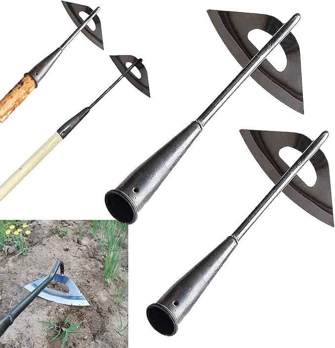 2Pcs Gardening Tools Hollow Hoe, All-Steel Hardened Hollow Hoe, Sharp Edge Garden Weeding Tools, Hoe Garden Tool Hand Shovel Weed Puller for Backyard Loosening Farm Planting Weeding ( Long Handle)