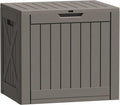 Flamaker Resin Deck Box 40 Gallon Waterproof Outdoor Indoor Storage Box Imitation Wood Resin for Patio Furniture Garden Tools and Pool (Deep Brown)