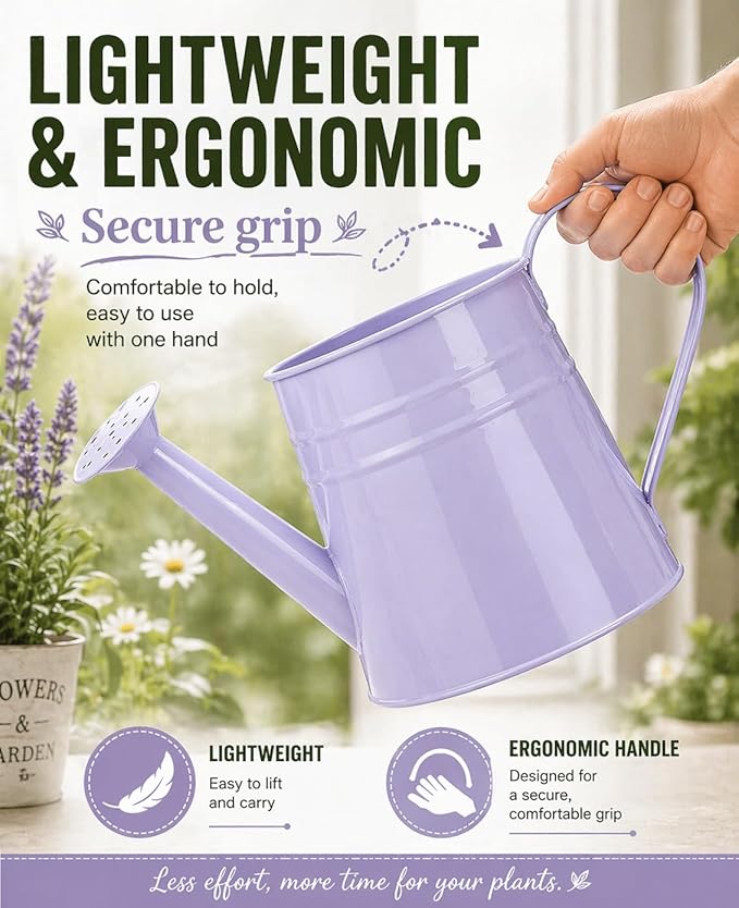 White Watering Can Metal - 1 Gallon Vintage Sprinkling Can with Removable Spout - Galvanized Steel Water Cans for Indoor Outdoor Plants - Long Spout Garden Irrigation Tool for Flowers (Yellow)