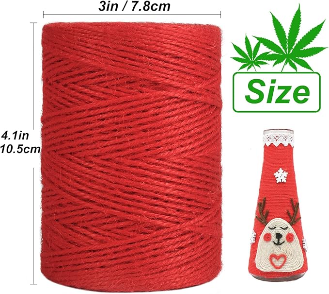 Vivifying Red Twine, 656 Feet 2mm Christmas Twine String for Gift Wrapping, Crafts, Packing and Decoration