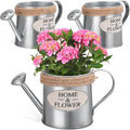 Cabilock 3pcs Rustic Galvanized Metal Vase with Jute Rope Handles - Farmhouse Decorative Flower Pot, Vintage Watering Can Pitcher for Home Decor, Wedding Centerpiece, Tabletop Floral Arrangement