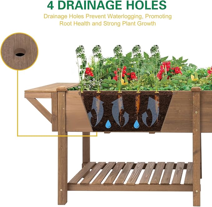 Raised Garden Bed with Legs Outdoor, Elevated Garden Box with W-Connection Tabs，Large Storage Shelf for Vegetable, Flower, Herb, Easy to Assemble，81x23x32 in
