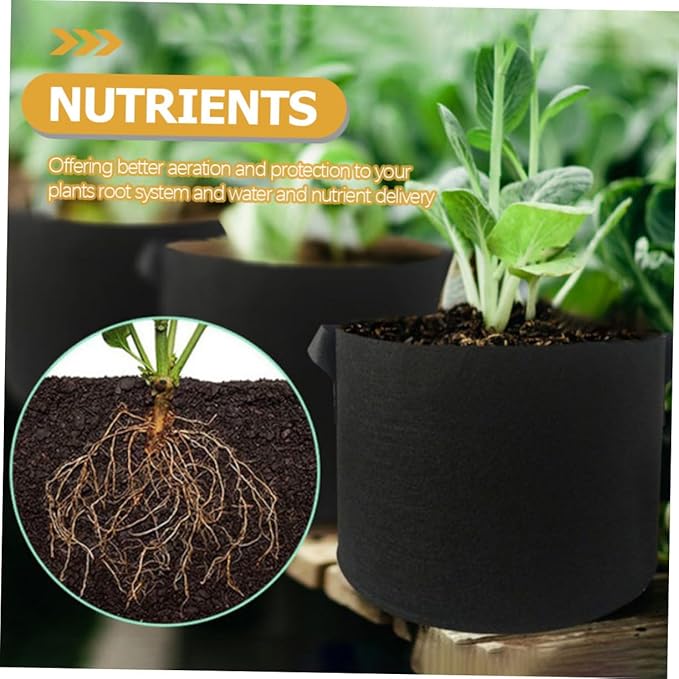 Happyyami 6pcs Nonwoven Plant Growing Bags Handles Thickened Vegetable Nursery Pots Breathable Gardening Bags for Healthy Root Development for