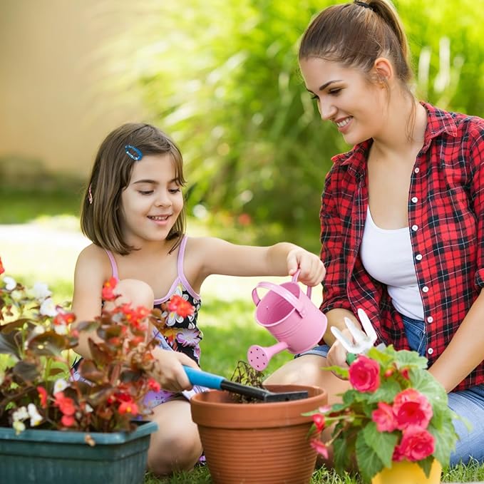 DECHOUS 5Pcs Small Metal Watering Can for Kids - 6.3x3 Inch Mini Flower Watering Pot for Indoor Plants, Assorted Colors, Small Sprinkling Kettle for Home Garden Outdoor