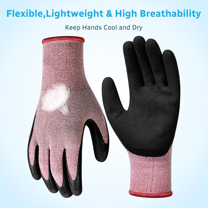 Ainiv 3 Pairs Kids Gardening Gloves Thorn Proof, Soft Rubber Coated Kids Work Gloves with Grippy Gardening Gift