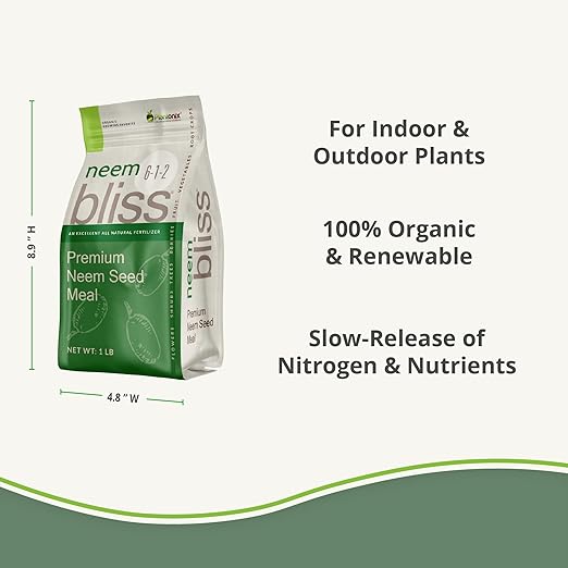 Neem Bliss (1lb) + Kelp Meal (1lb) - Neem Cake for Plants & Kelp Meal Organic Fertilizer - Kelp Fertilizer for Plants - Neem Seed Meal Fertilizer - Natural Plant Food Rich in Vitamins & Nutrients