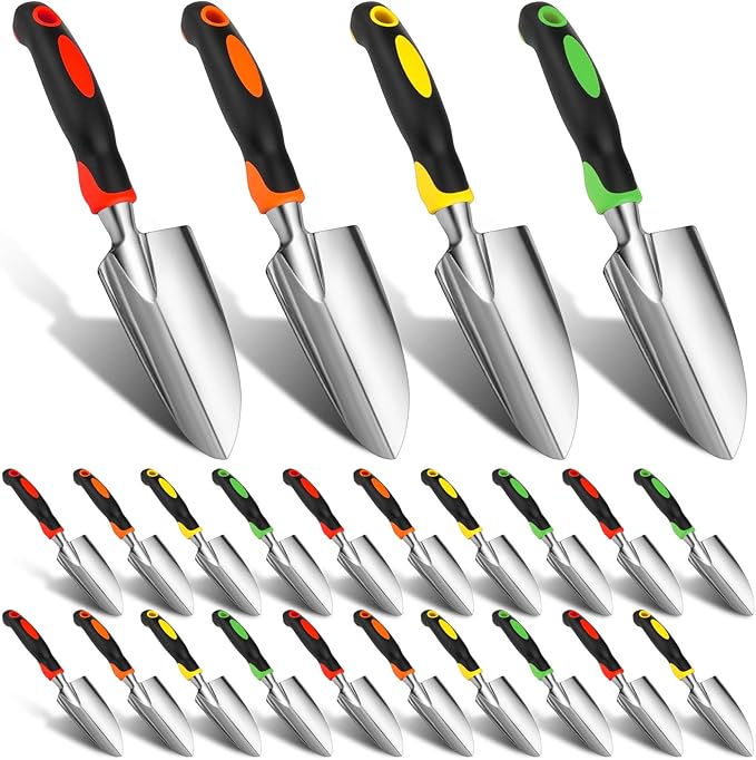 Yaocom 36 Pcs Garden Shovel Aluminum Alloy Heavy Duty Trowel Small Digging Shovels Metal Hand Trowel Spade with Soft Handle for Garden Lawn Yard Planting Tool (Wide Shovel,Mixed Colors)
