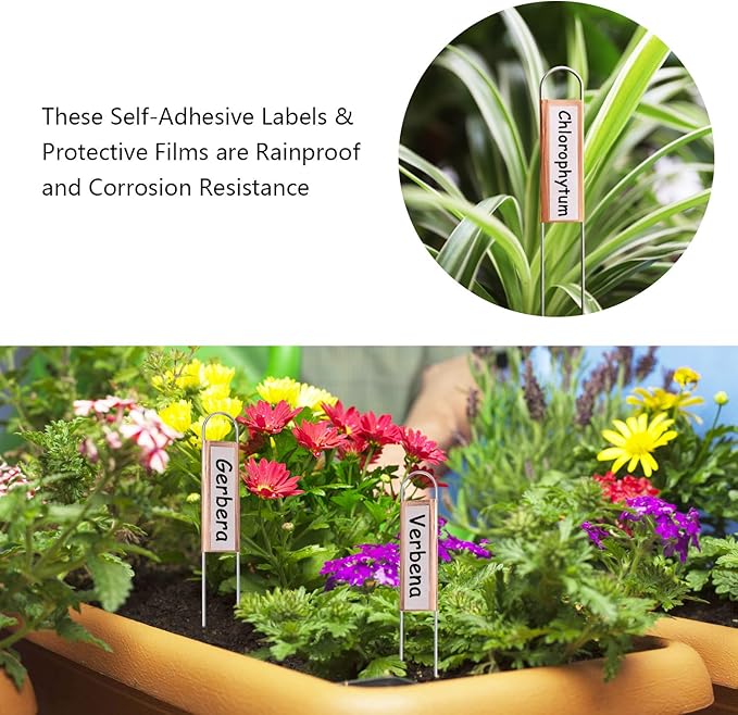25PCS Copper Metal Plant Tags Plant Labels with 50Pcs Labels, Rainproof PET Film & Permanent Pen, 8" Weatherproof Banner Garden Markers, Marking Protection Seedling Signs Nursery Tags