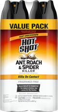 Hot Shot Ant, Roach & Spider Killer, Kills Roaches and Listed Ants On Contact, Indoor & Outdoor Use, (Unscented) 2 Pack, 17.5 Ounce