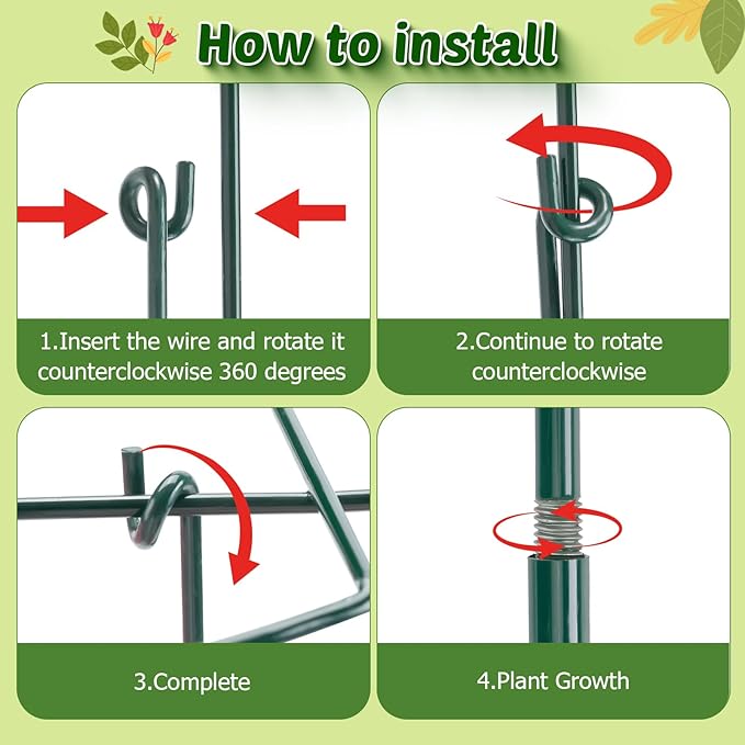 4 Pack 24 x 30 inch Peony Cages and Supports,Metal Grow Through Plant Supports for Outdoor Plants,Flowers Support Rings Top-Heavy Plant Brace Support Hoop for Vegetables,Rose,Tomato,Orchids