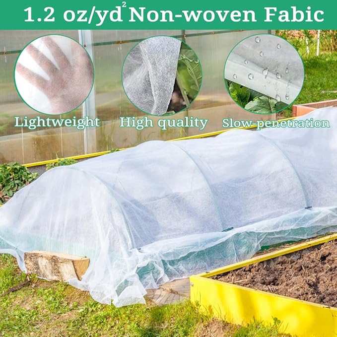 Plant Covers Freeze Protection with Ultra Fine Mesh Reusable Floating Row Cover for Plants Vegetables Flowers Fruits Frost Sun Protection 1.2oz/yd² (10x33ft)