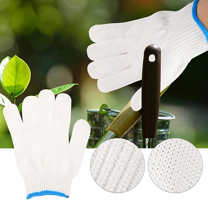 12 Pairs Anti-slip Cotton Thread Work Gloves Heavy Duty Nylon Safety Gloves for Construction Gardening Outdoor Use Xl