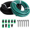 Customizable Soaker Hose System - 1/2 inch x 50ft Soaker Hose with 25ft Garden Hose, Irrigation Weeping Hose with Reinforced Fittings for Raised Garden Flower Bed, Vegetables and Shrub Plants.