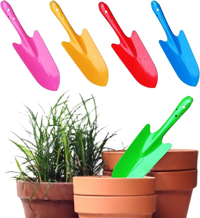 Garden Trowel for Digging and Planting, Mini Colorful Metal Hand Shovel, Small Trowel Set Garden Tools for Flower Soil Planting Digging Transplanting Ideal Gardening Gift for Kids