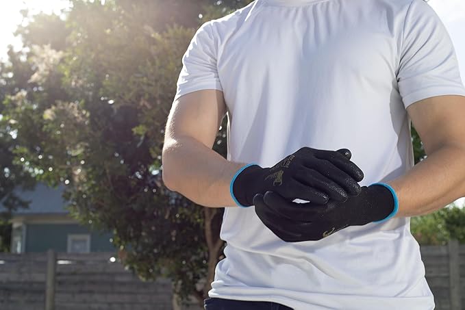 G & F Work Gloves for Men, Lightweight Grip, Polyurethane Coated, Touchscreen Compatible, Flexible & Breathable, Durable Construction, Ideal for Gardening, Mechanics, and General Duty Tasks, 12 Pairs
