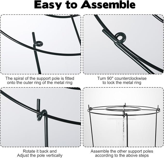 11.8" Dx31.5 H Peony Cages and Supports, 4 Pack Plant Supports for Outdoor Plants Grow Through Hoops Grids Heavy Duty Metal Peony Support Cage Flower Support Rings for Rose Tomato Hydrangea etc