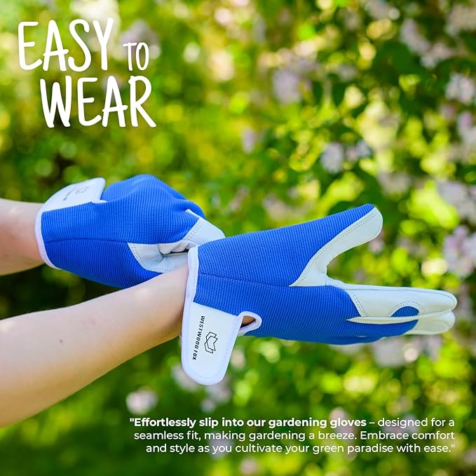 WESTWOOD FOX Gardening Gloves for Women Leather Thorn Safety Garden Heavy Duty Work Gloves Men Women Gardener Non-Slip Rigger