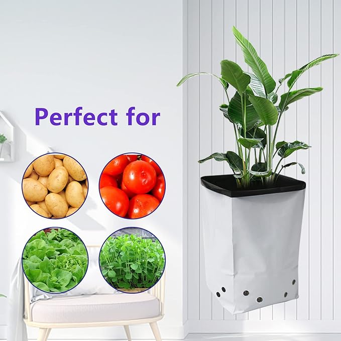 HFS(R Plastic Grow Bag Planters Panda Film Black and White for Nursery Horticulture 7 Gallon - 25 PC