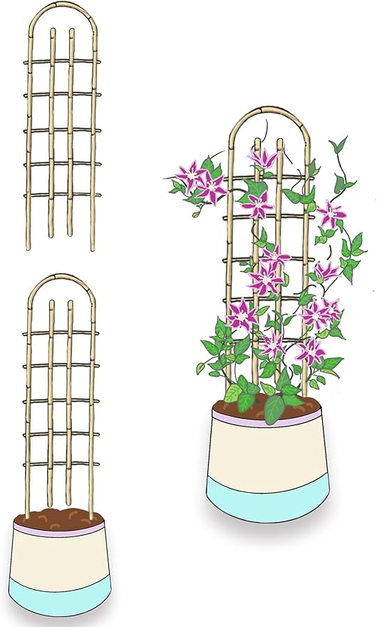 Bamboo Trellis,U-Shape Bamboo Trellis,4Feet,3pack,for Climbing Plants Outdoor Bamboo,for,Climbing Plants,Tomato, Vegetables,Flowers, Beans, Cucumber,Indoor Potted Climb Plants