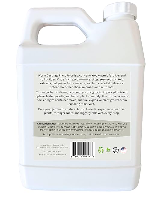 Worm Castings Tea Plant Juice - 8oz. Concentrated Worm Tea with Kelp and Feather Meals. Indoor and Outdoor Soil Restorer and Plant Fertilizer for All Vegetation with Soil. (8oz)