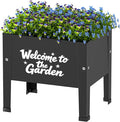aboxoo 14 inch Spray-Painted Style Planter Raised Beds with Legs Outdoor Small Metal Planter Box Elevated Garden Bed for Vegetables Flower Herb Patio(Black)