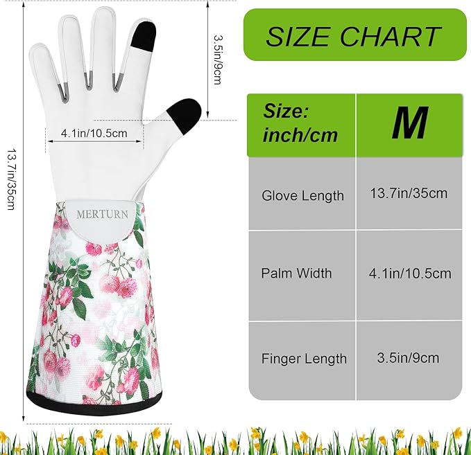 Leather Long Gardening Gloves for Women Thorn Proof Garden Gloves Yard Working Gloves
