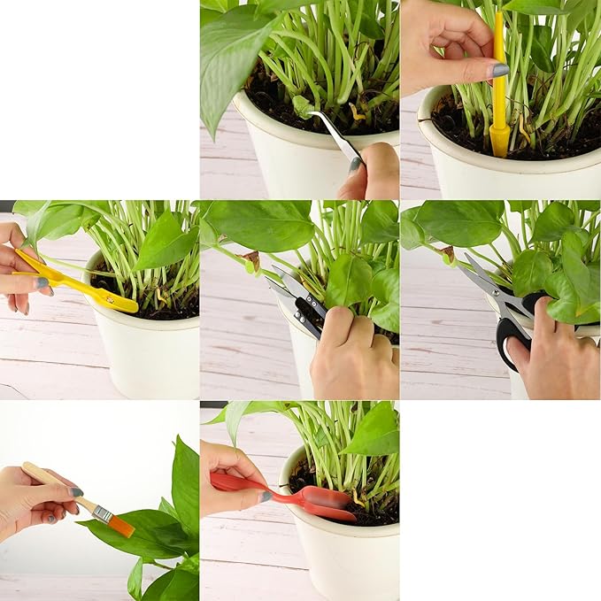 13 Pieces Bonsai Tools Set Succulent Mini Garden Hand Tools Includes Pruning Shears, Mini Rake, Fold Scissors, Bud and Leaf Trimmer for Small Fairyland Gardening Plant