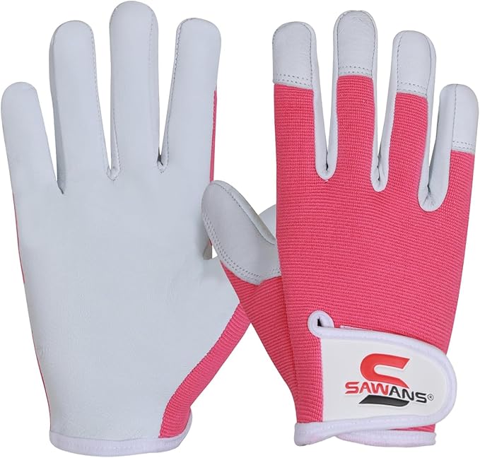 SAWANS Leather Gardening Gloves for Women/Men Ladies Working Gloves Thorn Proof Rigger Garden Gloves Safety work gloves