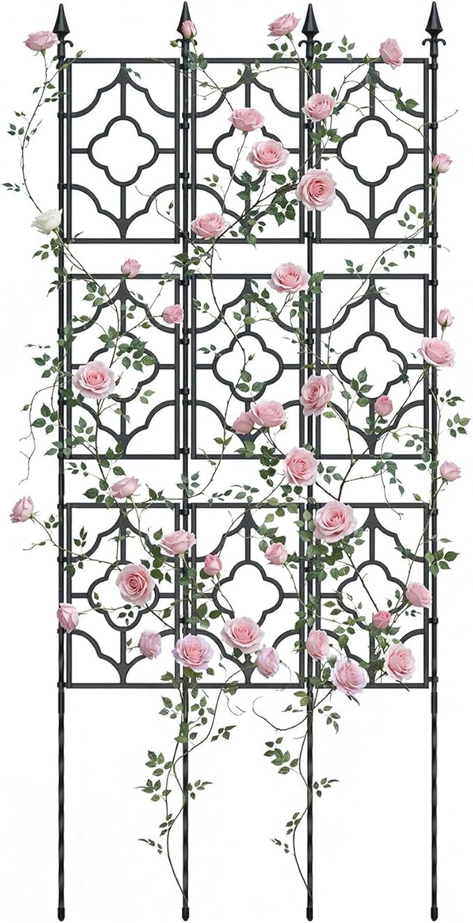 Housolution 64.57×25.28in Garden Trellis for Climbing Plants Outdoor, Plant Trellis Frame with Plastic Coated Iron Tubes for Vines Flowers Vegetable, Plant Climbing Frame Indoor Outdoor
