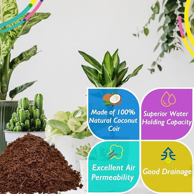 Halatool 3 Pcs Organic Coconut Coir Bricks for Plants, Compressed Coco Peat Coir Brick Coconut Fiber Substrate with Low EC & pH Balance, High Expansion Coconut Seed Starter Soil for Planting Flowers