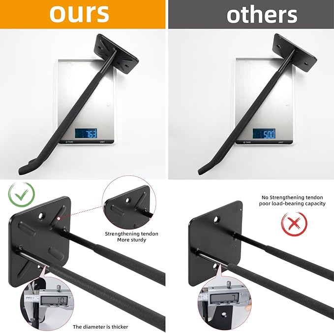 Sinoer Heavy Duty Double Garage Hooks 12.44 Inch Wall Mount Utility Hooks, Tool Organizer for Ladders, Bikes, Tires, Garden Tools & Strollers (2 Pack)