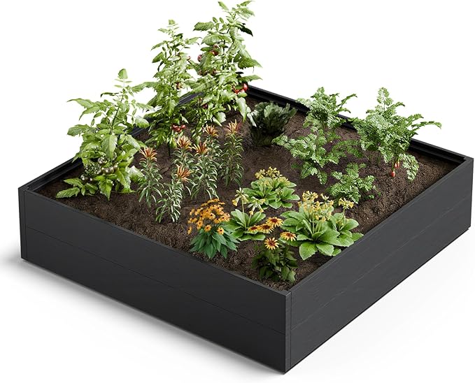 FONTOI Raised Garden Beds Outdoor, 4x4x1ft Divisible Elevated Planter Boxes Outdoor for Planting Plants Vegetables Flowers Herb Fruits, Planter Raised Beds for Gardening with Easy Assembly, Square