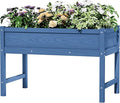 HDPE Raised Garden Bed with Legs, Outdoor All-Weather Elevated Planter Box Raised Beds for Seeds, Herb, Flower, Vegetable (Navy Blue)
