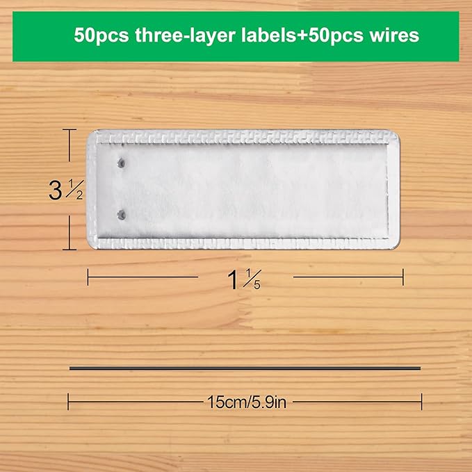 Metal Tags, Aluminum Plant Labels Outdoor Waterproof Plant Markers with 6 Inch Wires, 50 Pack Double-Sided Writable Garden Tags
