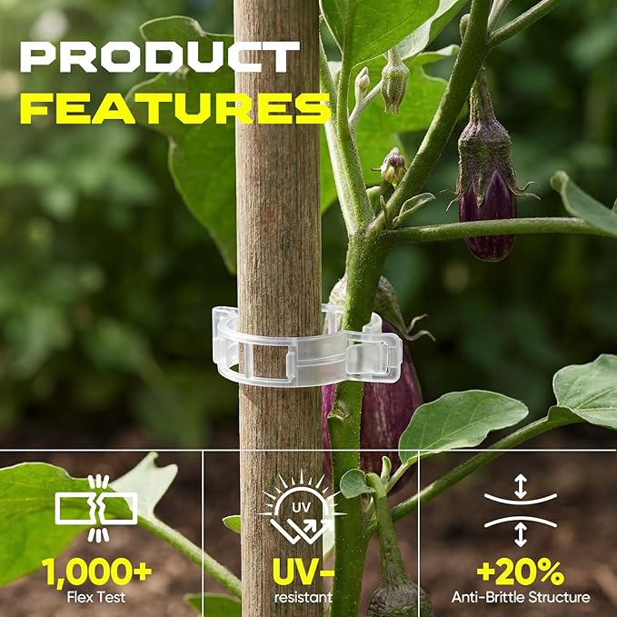 100pcs Tomato Clips for Climbing plants, Plastic Trellis Plant Support Clips for Garden, Reusable Clips for Supporting Grape Tomato Vine and Vegetables Plants to Grow Upright Makes Plants Healthier