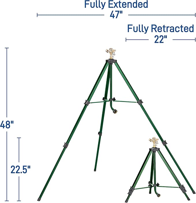 Orbit 1/2 -inch Heavy-Duty Brass Impact Sprinkler on Adjustable 22-48-inch Metal Tripod Base