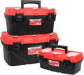 MAXPOWER Tool Boxes With Removable Tool Trays, Portable Tool Box for Tools Organizers and Storage, 3 Pack Plastic Toolbox, 13-Inch, 15-Inch & 17-Inch