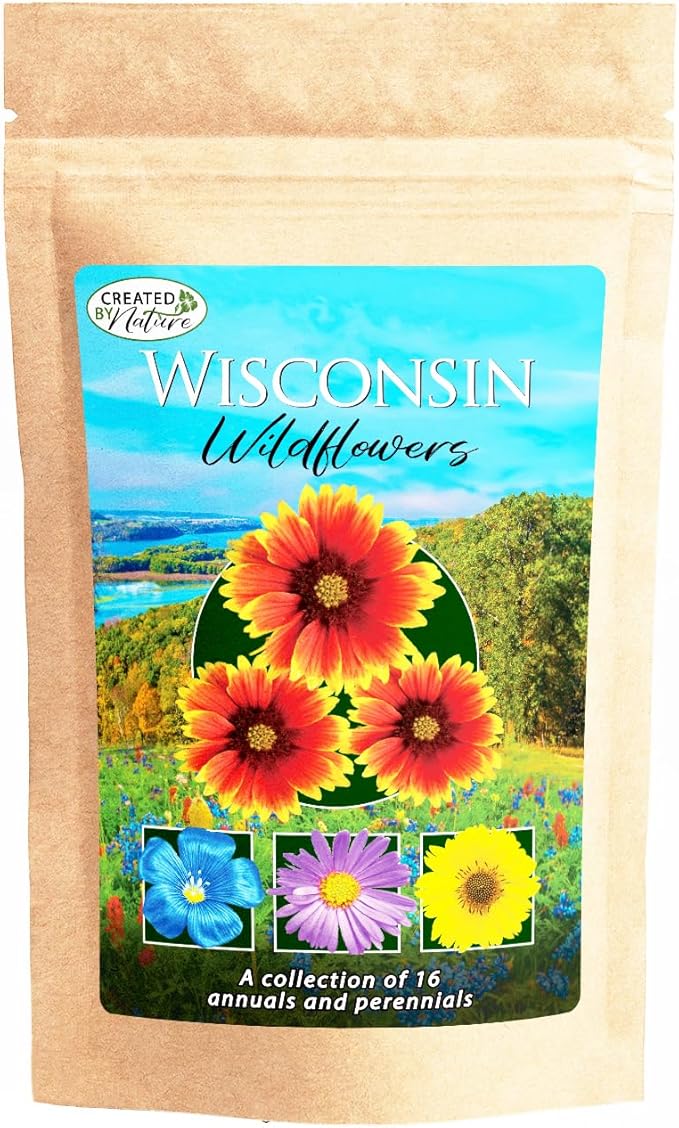 Created By Nature Wisconsin Wildflower Seed Mix, 16 Flower Varieties, 40,000 Seeds