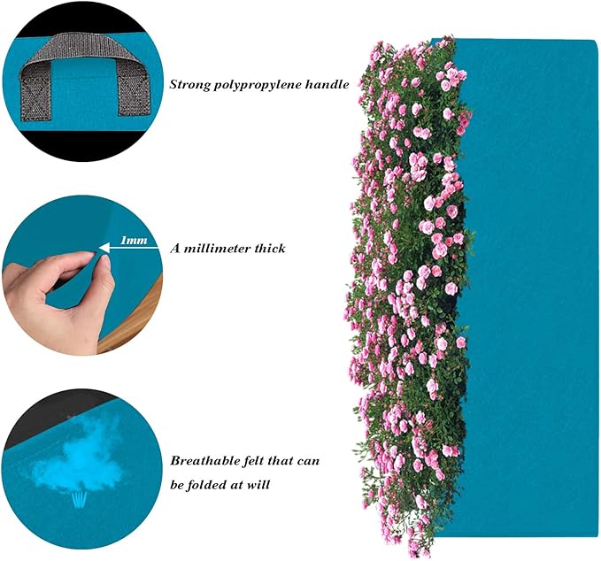 Square Grow Bags, Garden Fabric Planter Container with Handles Bed Flower Vegetables Pots 1MM Thickness Economic Colorful (Blue,15.75x11.81x7.87 Rectang)