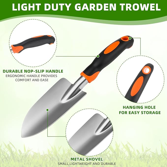 Yaocom 36 Pcs Garden Shovel Aluminum Alloy Heavy Duty Trowel Small Digging Shovels Metal Hand Trowel Spade with Soft Handle for Garden Lawn Yard Planting Tool (Wide Shovel,Mixed Colors)