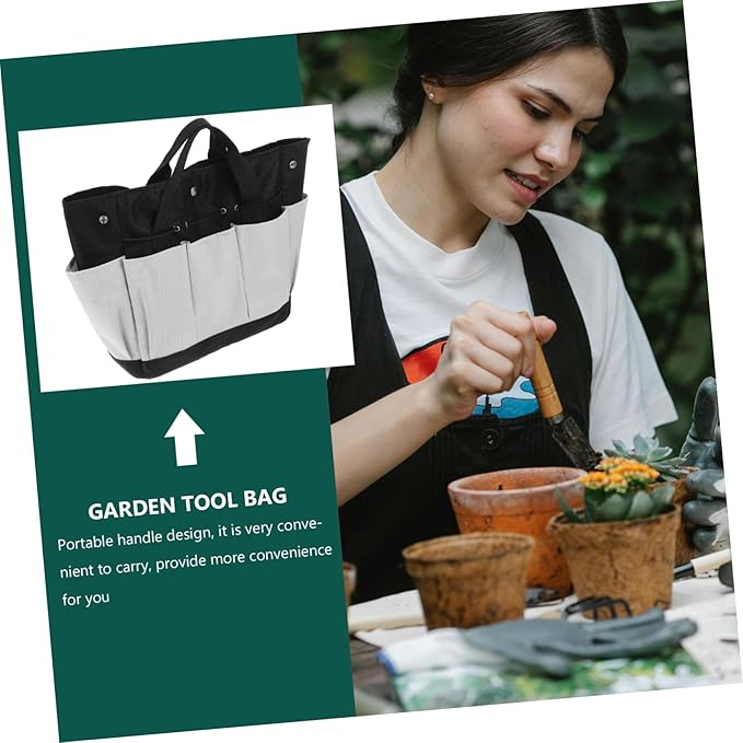 STOBOK Gardening Tool Storage Bag Oxford Cloth Organizer Portable Handle Multi-Pocket Design for for Garden Tools