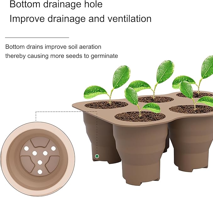Seed Starter Trays, 2 Pack 6 Cells Seed Starter Kit, Silicone Plant Germination Trays Gardening Starter Kit, Reusable Seed Starter Tray for Plant Germination, Seeds Growing