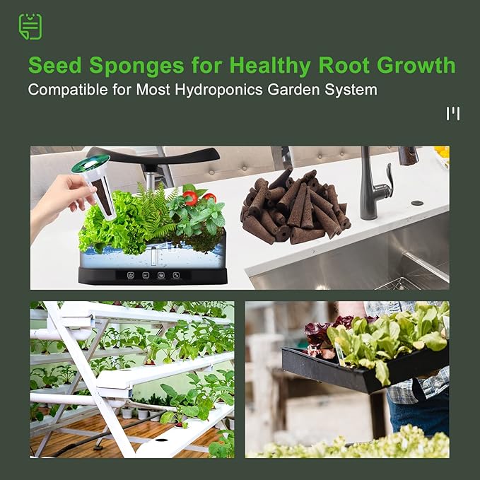 YBB 50PCS Hydroponic Grow Sponges, Seed Starter Pods Replacement Sponges Compatible with Aerogarden, Rapid Rooter Starter Plugs for Hydroponic Indoor Garden System