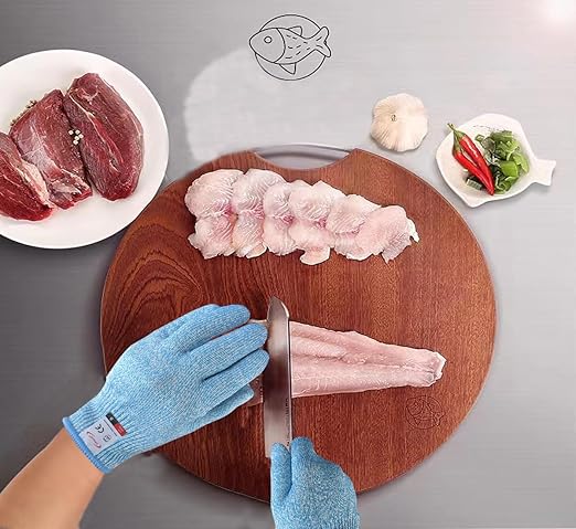 Cutting Gloves, 2 Pairs of Cut Resistant Gloves Food Grade, Cut Resistant Gloves for Kitchen, Oyster Shucking, Fish Fillet Processing, Carving Wood and Gardening(Medium-Blue)