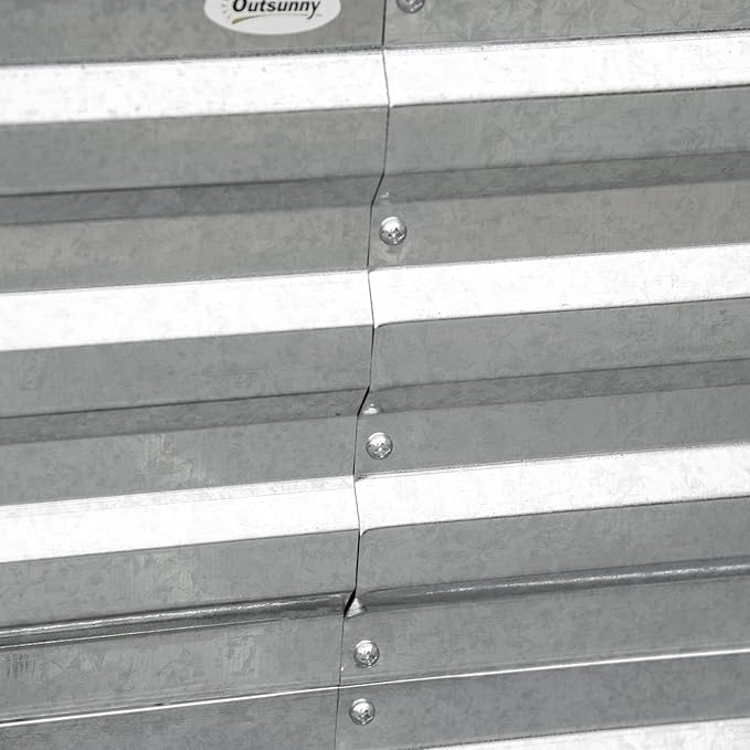 Outsunny Galvanized Raised Garden Bed Kit with Reinforcing Bars, Large and Tall Metal Planter Box for Vegetables, Flowers and Herbs, 6' x 3' x 2', Silver