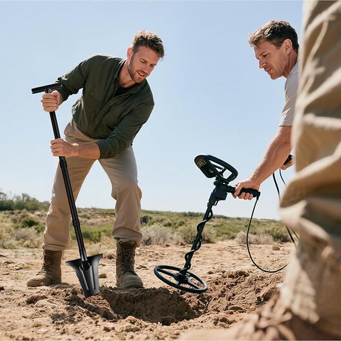 REDACMP 46" Metal Detecting Shovel, Spade Shovel Digging Tool with Double Serrated Blade, Sharpshooter Shoves for Landscapers Lawn Gardeners Relic Gold Prospecting, 31" & 46"